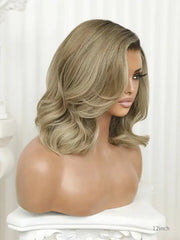 Ash Beige Blond Layered Bob Wig