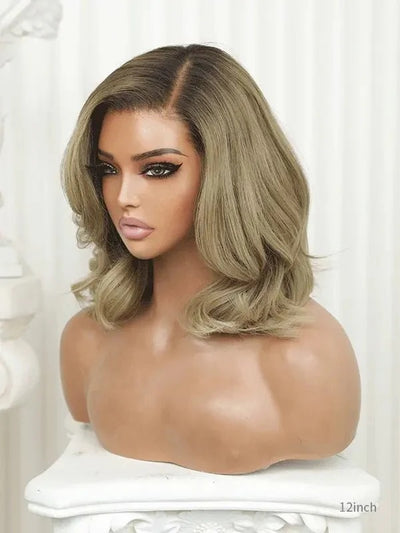 Ash Beige Blond Layered Bob Wig