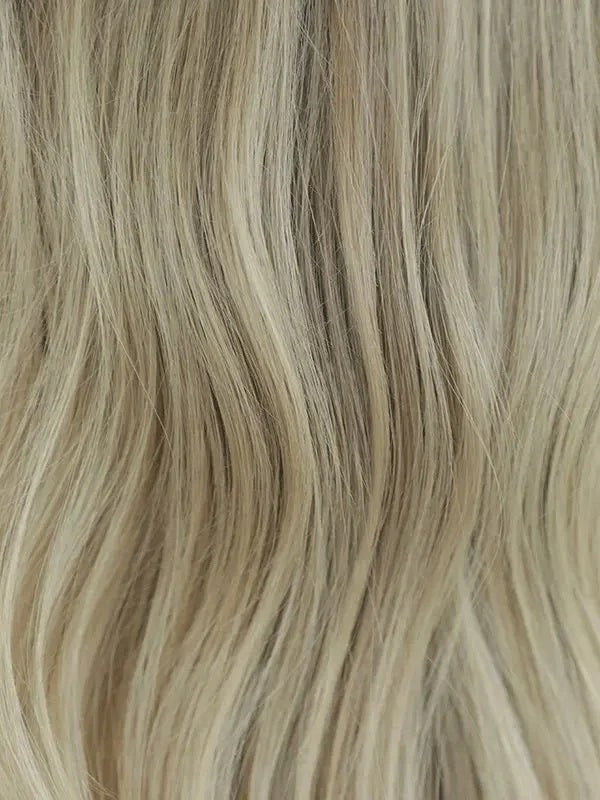 Wavy Blond Darker Root Smudge Wig Model Boston