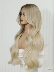 Butter Biscuit Blond Curtain Bang Wig Model