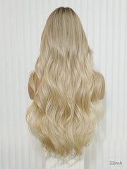Butter Biscuit Blond Curtain Bang Wig Model