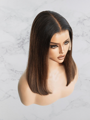 Coffee Brown Highlighted Shoulder Length Bob Wig
