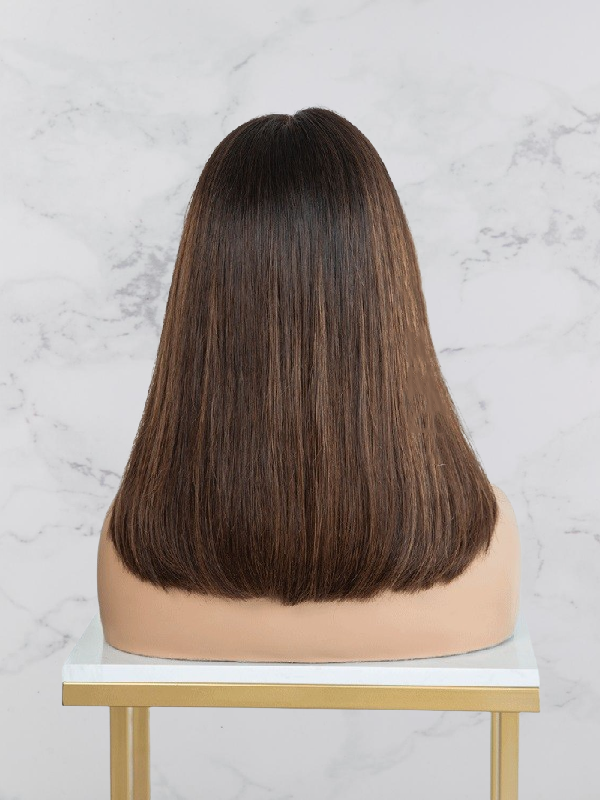 Coffee Brown Highlighted Shoulder Length Bob Wig