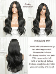 Curtain Bang Jet Black Loose Wavy Wig Model