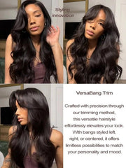 Curtain Bang Jet Black Loose Wavy Wig Model