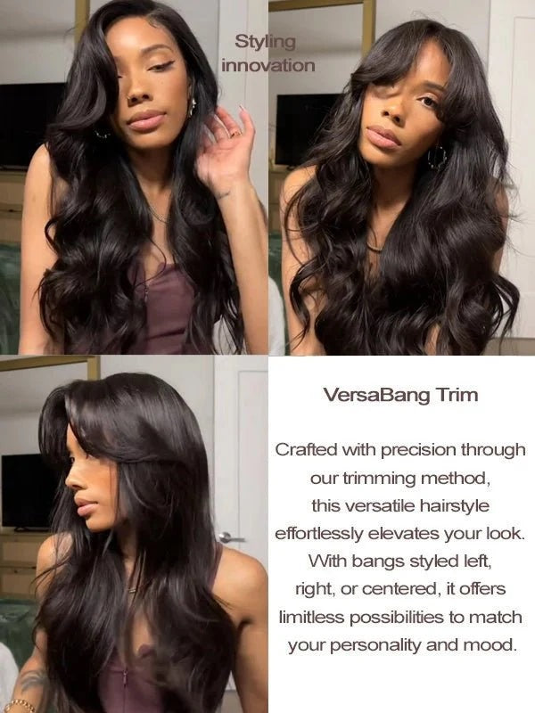 Curtain Bang Jet Black Loose Wavy Wig Model