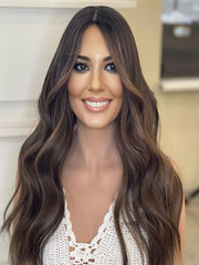 Dark Coffee Brown Face Framing Money Piece Silk Female Hair Topper