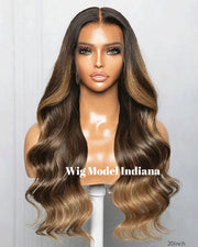 Wig Model Empire - Medical Wigs Femperial - Affordable lace top long coffee brown balayage wig 