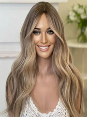 Honey Blond Face Framing Money Piece Silk Luxury Hair Topper