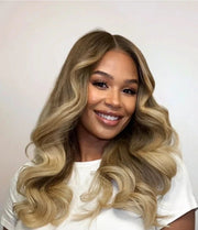 Honey Blond Ombre Warm Color Tone Wig Model Miami