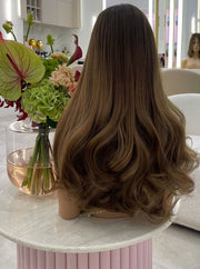 Long Warm Coffee Brown Wig 2402