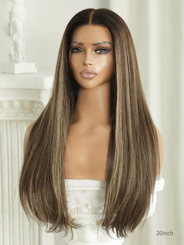 Medium Cappuccino Brown With Caramel Highlights Wig Model Washington Medical Wigs Femperial