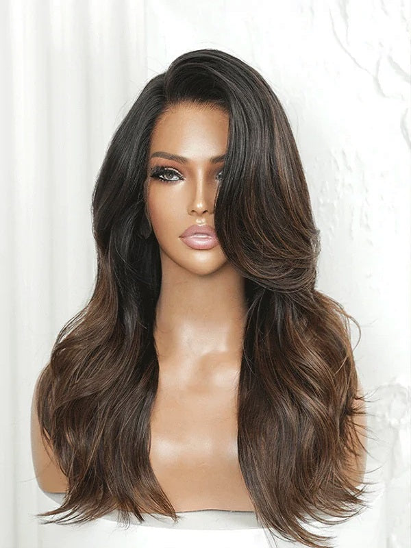 Natural Brown Ombre Highlights Wig Model Utah