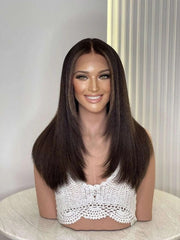Femperial Medical Wigs Pre Layered Cut Dark Chocolate Brown Hair Wig 2466