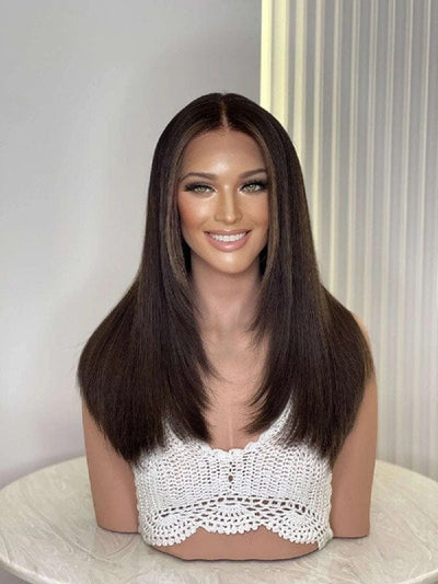 Femperial Medical Wigs Pre Layered Cut Dark Chocolate Brown Hair Wig 2466