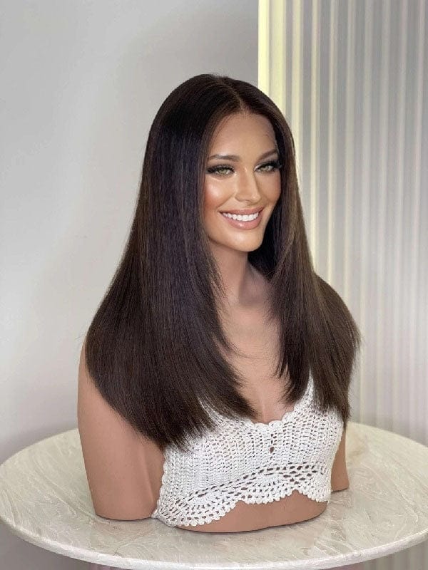 Femperial Medical Wigs Pre Layered Cut Dark Chocolate Brown Hair Wig 2466