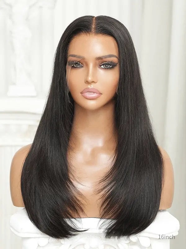 Sleek Straight Natural Black Wig Model Kim K