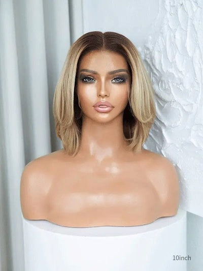 Femperial Medical Wigs Warm Blond Dark Rooted Bob Wig Model New Orleans