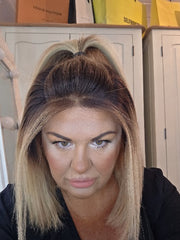 Warm Blond Dark Rooted Bob Wig Model New Orleans