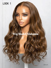 Wavy Caramel Brown Wig Model Alabama