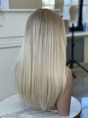 Long blonde wig 24" human hair platinum balayage Medical Wigs Femperial