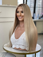 Long sandy-blond Wigs. Lace front blond wig. Glue less wig. Medical Wigs Femperial