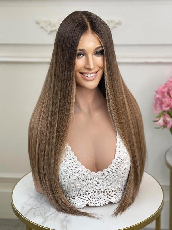 Wigs 2414 Warm Tone - Medical Wigs Femperial - Long Flat Caramel Balayage Wig