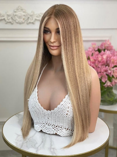 Super long sleek blond wig with the sunny highlights in the front 2 - Medical Wigs Femperial