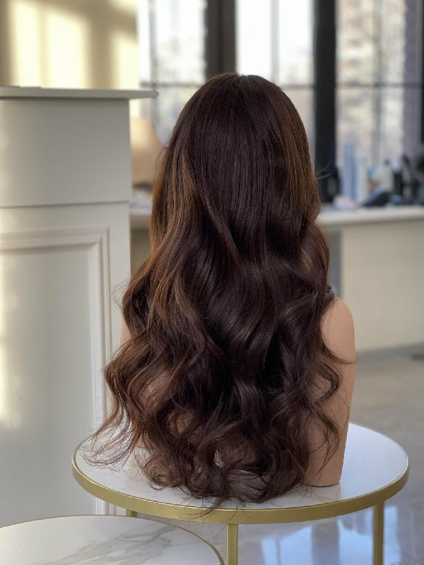 Super long wavy brunette balayage wig 2423 - Medical Wigs Femperial