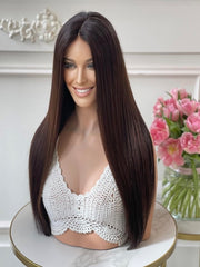 Super long black sleek wig with lace front - Medical Wigs Femperial