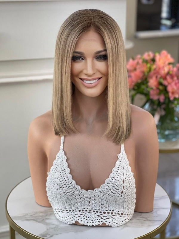 Blond Bob Wig 2436 Warm Tone Human Hair Lace Front