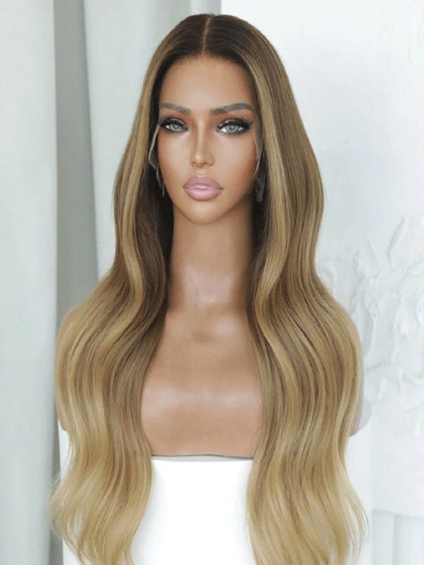 Honey Blond Ombre Warm Color Tone Wig Model Miami